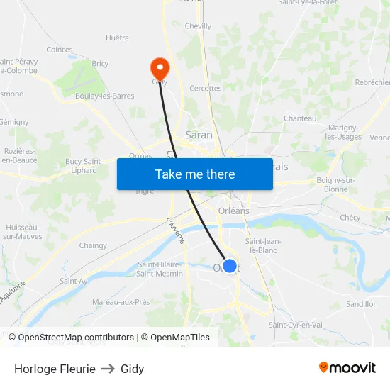 Horloge Fleurie to Gidy map