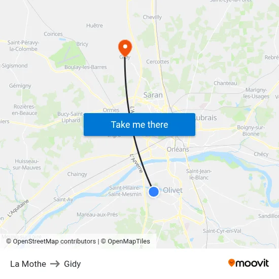 La Mothe to Gidy map