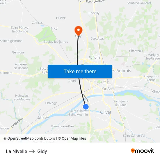 La Nivelle to Gidy map