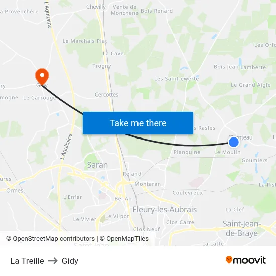 La Treille to Gidy map