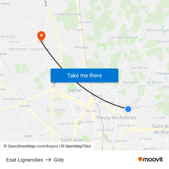 Esat Lignerolles to Gidy map