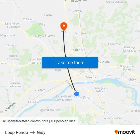 Loup Pendu to Gidy map