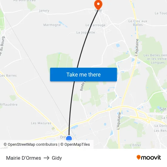 Mairie D'Ormes to Gidy map
