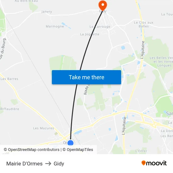 Mairie D'Ormes to Gidy map