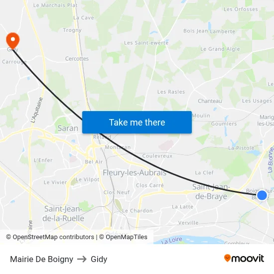 Mairie De Boigny to Gidy map