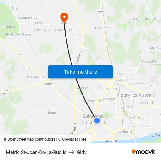 Mairie St-Jean-De-La-Ruelle to Gidy map