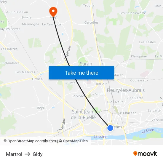 Martroi to Gidy map