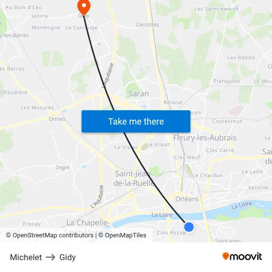 Michelet to Gidy map