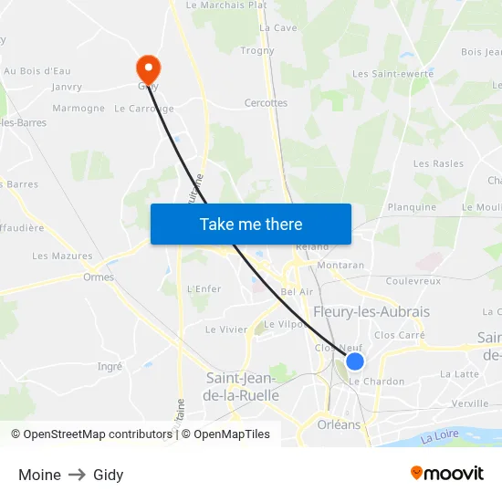 Moine to Gidy map