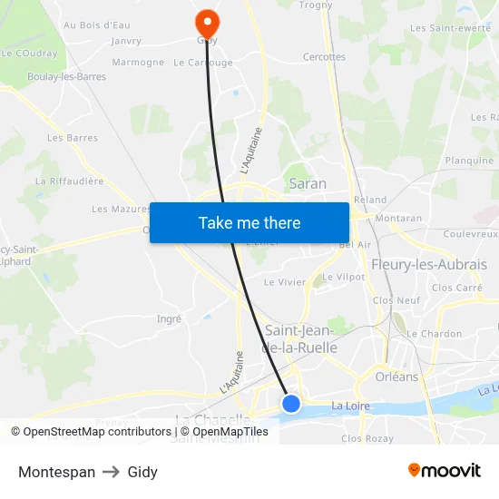 Montespan to Gidy map