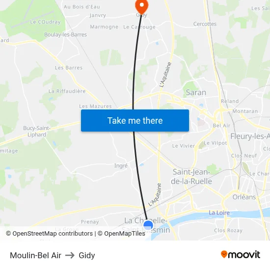 Moulin-Bel Air to Gidy map