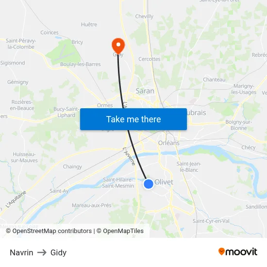 Navrin to Gidy map