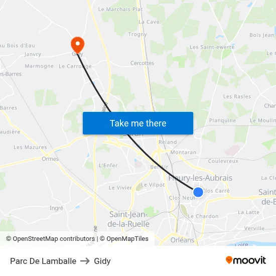 Parc De Lamballe to Gidy map