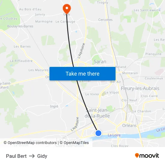 Paul Bert to Gidy map