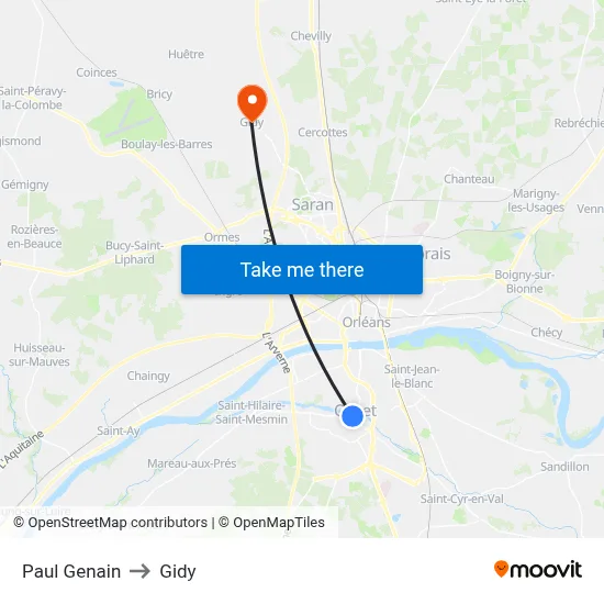 Paul Genain to Gidy map