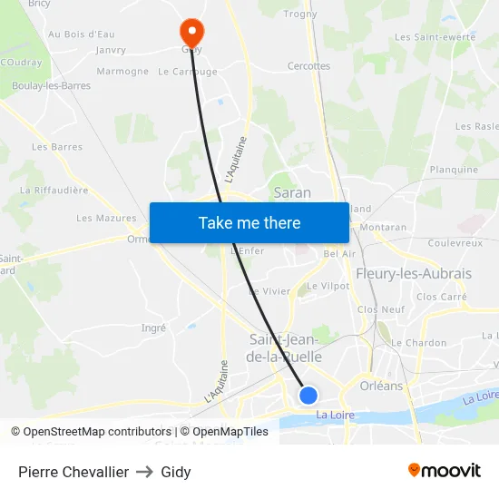 Pierre Chevallier to Gidy map