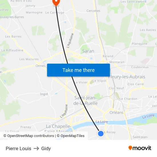 Pierre Louis to Gidy map