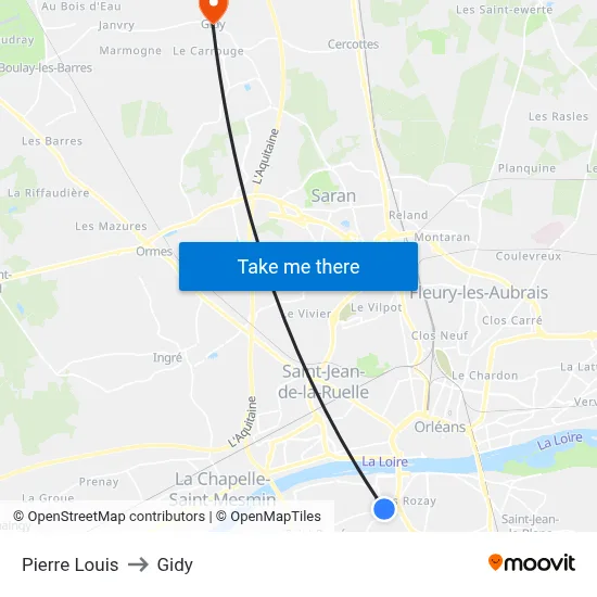 Pierre Louis to Gidy map
