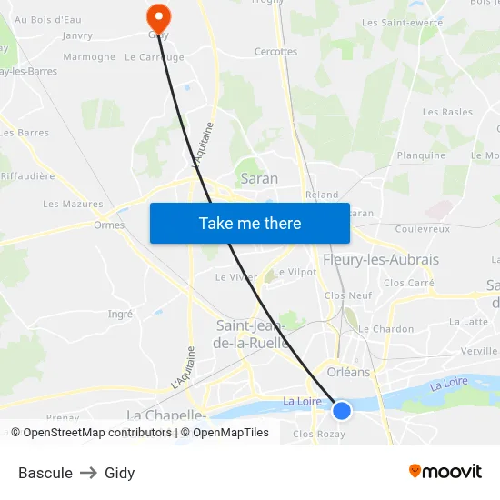 Bascule to Gidy map
