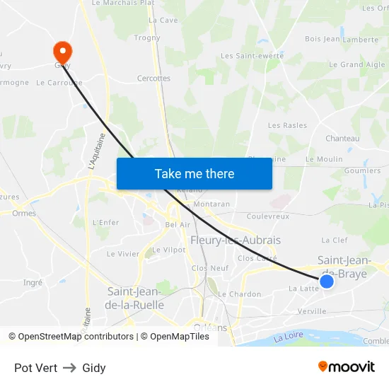 Pot Vert to Gidy map