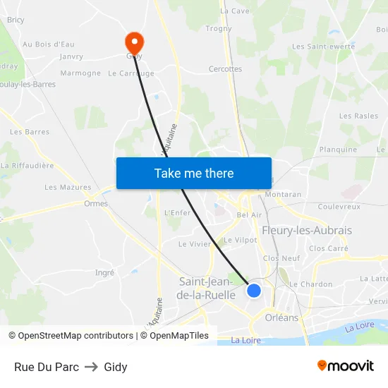 Rue Du Parc to Gidy map