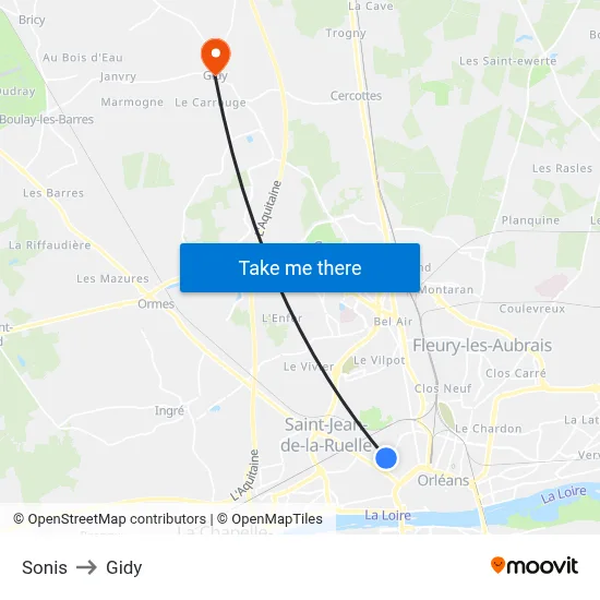 Sonis to Gidy map