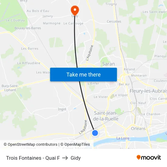 Trois Fontaines - Quai F to Gidy map