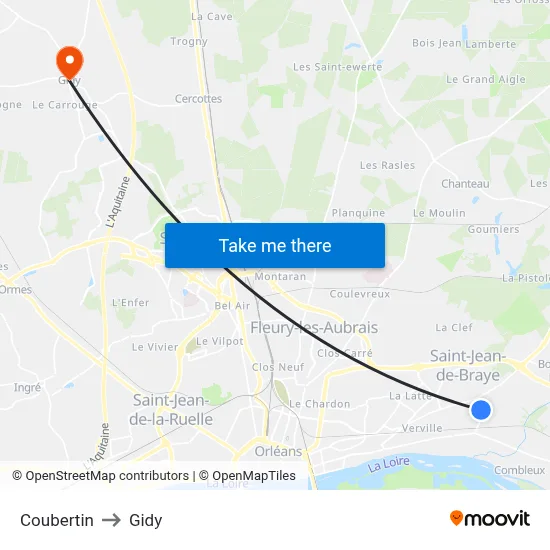 Coubertin to Gidy map