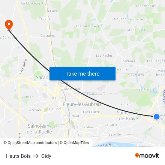 Hauts Bois to Gidy map
