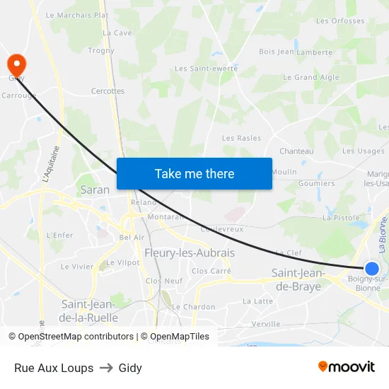 Rue Aux Loups to Gidy map