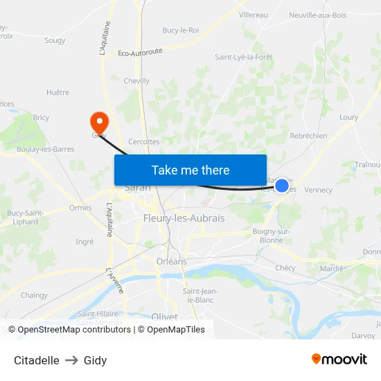 Citadelle to Gidy map