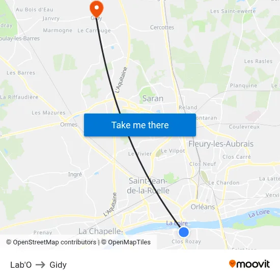 Lab'O to Gidy map