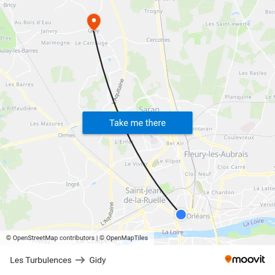 Les Turbulences to Gidy map