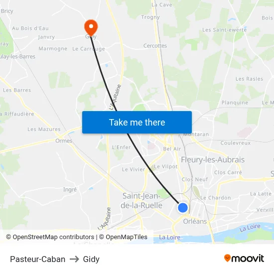 Pasteur-Caban to Gidy map