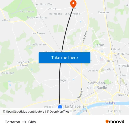 Cotteron to Gidy map