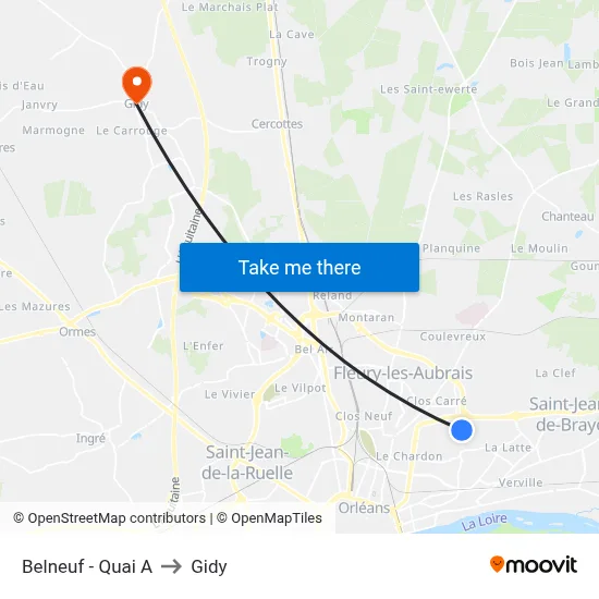 Belneuf - Quai A to Gidy map