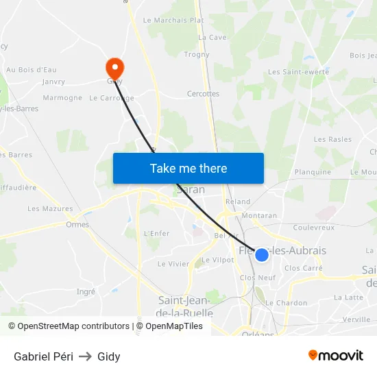 Gabriel Péri to Gidy map