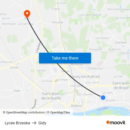 Lycée Brzeska to Gidy map