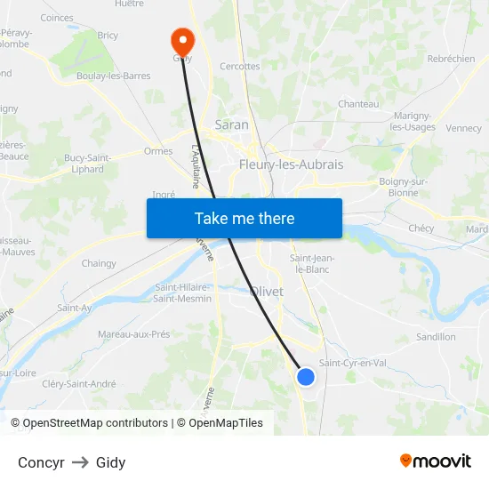 Concyr to Gidy map