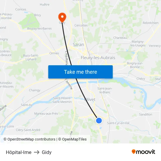 Hôpital-Ime to Gidy map