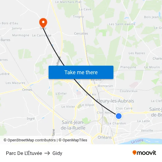 Parc De L'Étuvée to Gidy map