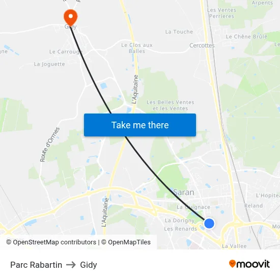 Parc Rabartin to Gidy map