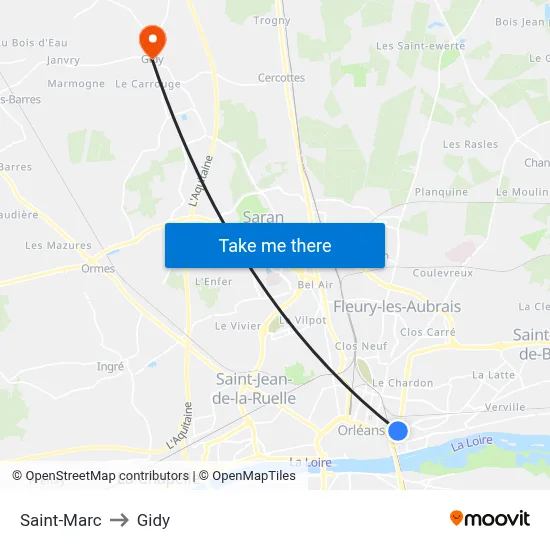 Saint-Marc to Gidy map