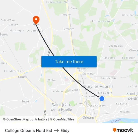 Collège Orléans Nord Est to Gidy map