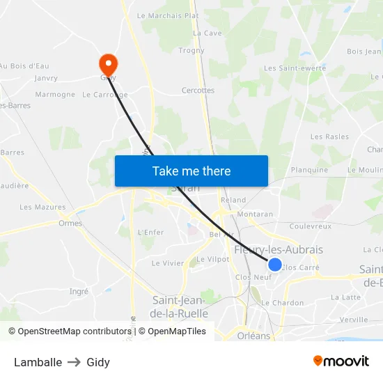 Lamballe to Gidy map