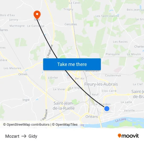 Mozart to Gidy map