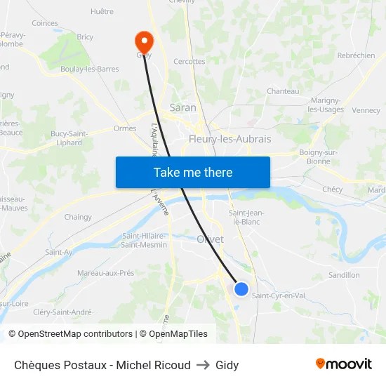 Chèques Postaux - Michel Ricoud to Gidy map
