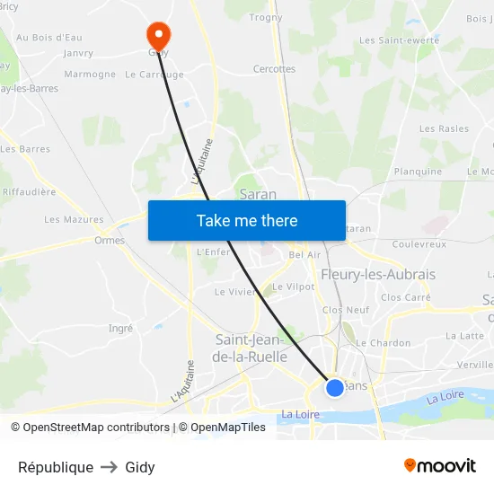 République to Gidy map