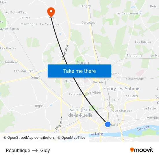 République to Gidy map