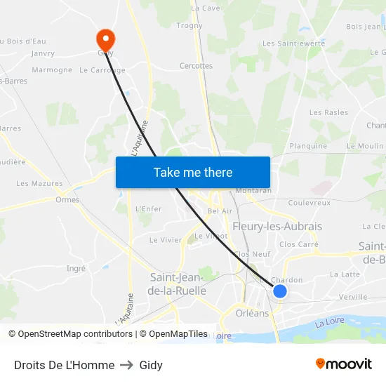 Droits De L'Homme to Gidy map